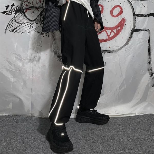 men's pants 2021 street printing cotton casual reflect light leisure trousers active elastic hip hop style sweatpants, Black
men's pants 2021 street printing cotton casual reflect light leisure trousers active elastic hip hop style sweatpants, Black