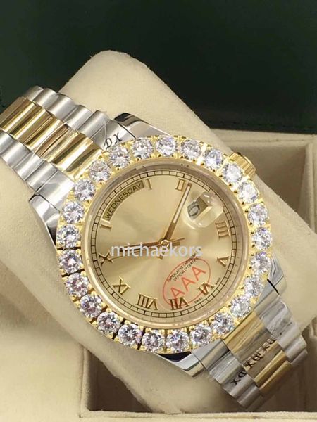luxury 40mm gold big diamond mechanical man watch automatic stainless steel men's watches more color with box, Slivery;brown
luxury 40mm gold big diamond mechanical man watch automatic stainless steel men's watches more color with box, Slivery;brown