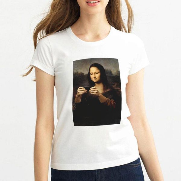 women clothes 2021 summer fashion t shirt harajuku funny mona lisa play cell phone printed tshirt leisure streetwear tshirt, White
women clothes 2021 summer fashion t shirt harajuku funny mona lisa play cell phone printed tshirt leisure streetwear tshirt, White