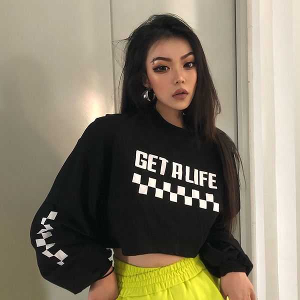 moda hong kong loose european taste and american in the letters spring harvest jacket female bellybutton belt high-waisted black dance qnyq, White