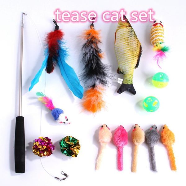 cat toys set pet funny rod feather mouse fishing comnination toy tease stick foam metal random color
cat toys set pet funny rod feather mouse fishing comnination toy tease stick foam metal random color