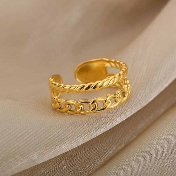 cluster rings punk 2 layers hollow oval chain for women stainless steel gold color adjustable opening ring geometric jewelry gift 2021, Golden;silver
cluster rings punk 2 layers hollow oval chain for women stainless steel gold color adjustable opening ring geometric jewelry gift 2021, Golden;silver
