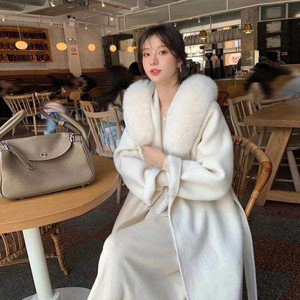 women's wool & blends 2021 fur collar elegant solid long woolen coats female sashe thick warm korean fashion outerwears lady vintage, Black
women's wool & blends 2021 fur collar elegant solid long woolen coats female sashe thick warm korean fashion outerwears lady vintage, Black