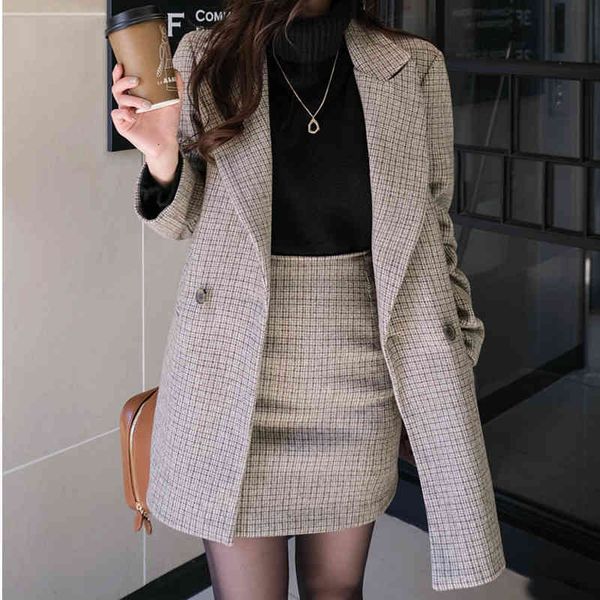 women's two piece pants plaid woolen coat suit autumn and winter korean version of tooling high waist bag hip skirt 2-piece set for wom, White
women's two piece pants plaid woolen coat suit autumn and winter korean version of tooling high waist bag hip skirt 2-piece set for wom, White