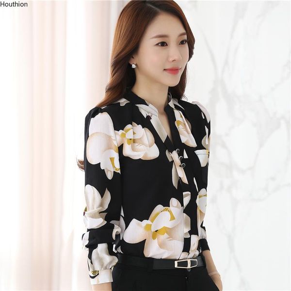 women's blouses & shirts houthion chiffon shirt long sleeved fashion korean style printed blouse buttons full v-neck, White
women's blouses & shirts houthion chiffon shirt long sleeved fashion korean style printed blouse buttons full v-neck, White