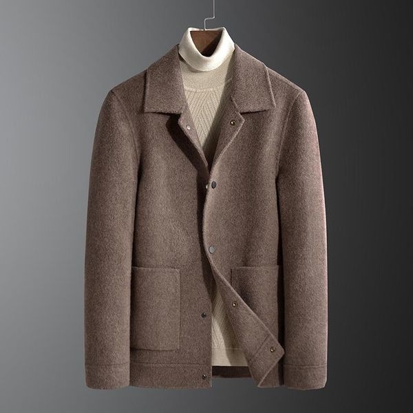 men's wool & blends winter thick warm coat turn-down collar fashion casual double-faced cashmere men, Black
men's wool & blends winter thick warm coat turn-down collar fashion casual double-faced cashmere men, Black