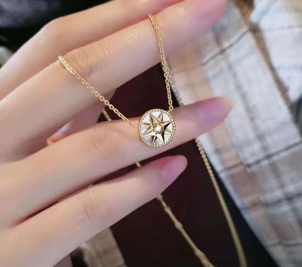 d family lucky eight star compass inlaid with diamond white fritillaria clavicle chain women's necklace net red, Silver
d family lucky eight star compass inlaid with diamond white fritillaria clavicle chain women's necklace net red, Silver