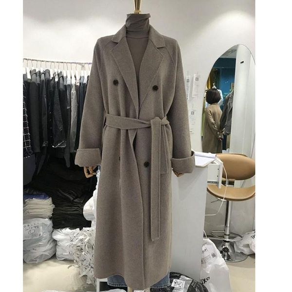 women's wool & blends women elegant long coat with belt solid color sleeve chic outerwear ladies overcoat autumn winter 2021, Black
women's wool & blends women elegant long coat with belt solid color sleeve chic outerwear ladies overcoat autumn winter 2021, Black