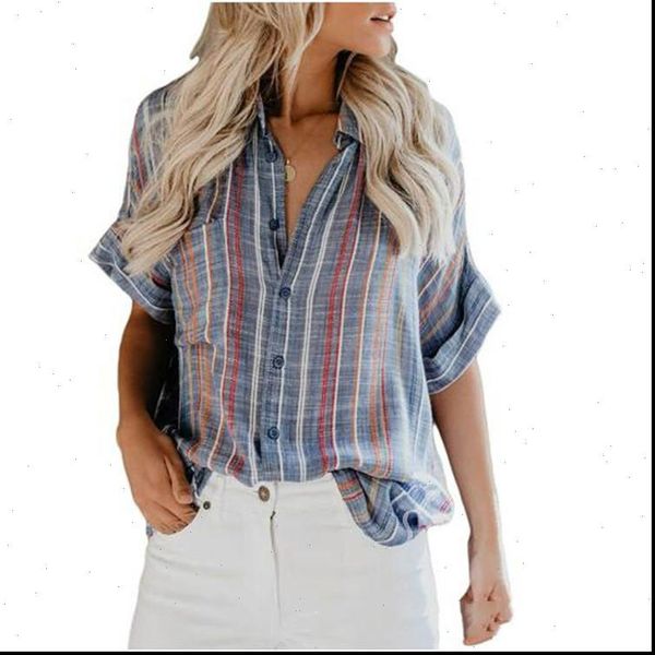 women shirts polo shirt summer short sleeve cardigan button printed striped pocket blouse loose plus size retro fashion, White
women shirts polo shirt summer short sleeve cardigan button printed striped pocket blouse loose plus size retro fashion, White