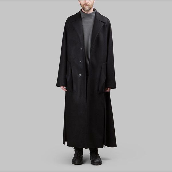 men's wool & blends woolen coat long profile raglan shoulder deconstructed back pleated loose yohji product, Black
men's wool & blends woolen coat long profile raglan shoulder deconstructed back pleated loose yohji product, Black