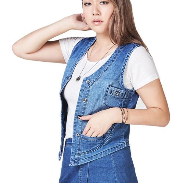 women's vests for 80-200 pounds of women denim vest 98% cotton female short sleeveless jacket 2021 veste femme waistcoat, Black;white
women's vests for 80-200 pounds of women denim vest 98% cotton female short sleeveless jacket 2021 veste femme waistcoat, Black;white