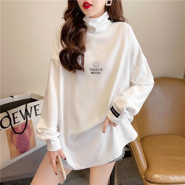 2021 new spring cotton turtleneck letter print base shirt sleeve solid color medium long loose t-shirt 1smm, White
2021 new spring cotton turtleneck letter print base shirt sleeve solid color medium long loose t-shirt 1smm, White