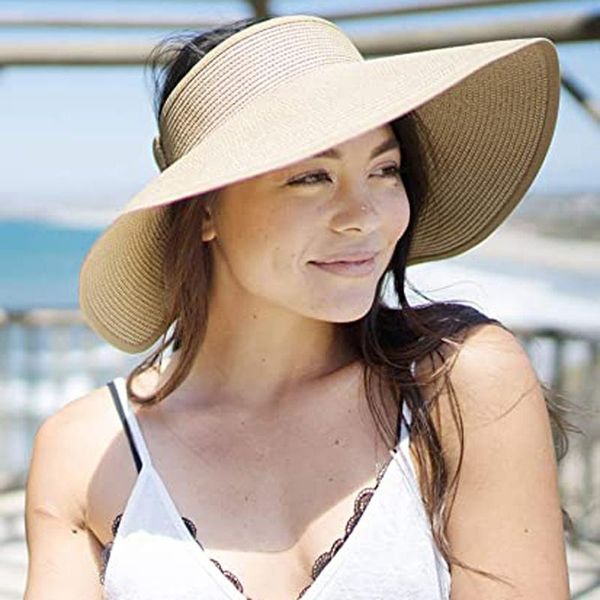 wide brim hats elbru straw hat empty women's summer sun protection outdoor sports fishing beach chapeau curling foldable sunshade, Blue;gray
wide brim hats elbru straw hat empty women's summer sun protection outdoor sports fishing beach chapeau curling foldable sunshade, Blue;gray