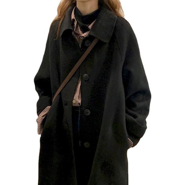 women's wool & blends coats for women winter autumn and woolen coat mid-length short girl japanese temperament korean, Black
women's wool & blends coats for women winter autumn and woolen coat mid-length short girl japanese temperament korean, Black