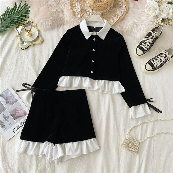 korean japanese kawaii harajuku womenpant autumn 2 piece set peter pan collar short velvet coat ruffles shorts cute black outfits, White
korean japanese kawaii harajuku womenpant autumn 2 piece set peter pan collar short velvet coat ruffles shorts cute black outfits, White