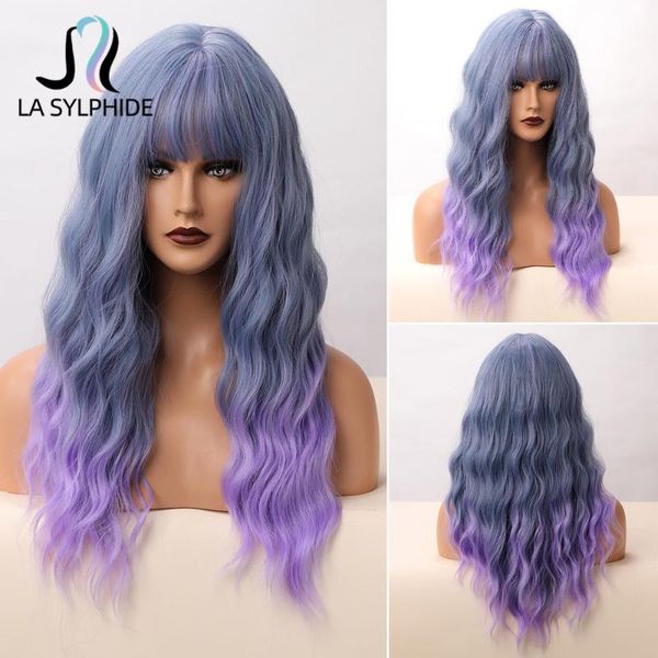 synthetic wigs la sylphide cosplay wig long deep wave gray blue ombre purple hair with bangs for woman heat resistant, Black
synthetic wigs la sylphide cosplay wig long deep wave gray blue ombre purple hair with bangs for woman heat resistant, Black