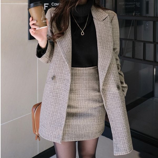 2021 new plaid woolen coat suit autumn and winter korean of tooling high waist bag hip skirt 2-piece set for women r40x, Gray
2021 new plaid woolen coat suit autumn and winter korean of tooling high waist bag hip skirt 2-piece set for women r40x, Gray