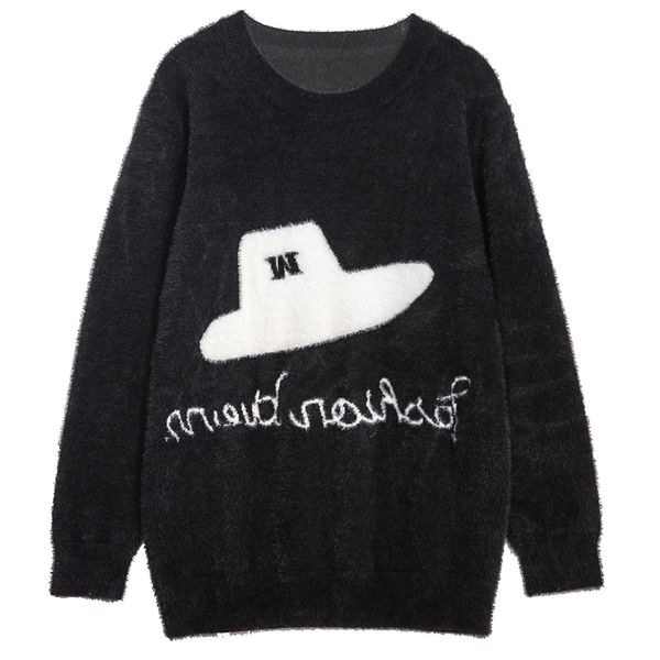2021 plus size women's winter new o-neck slim loose plush warm sweater tu3d, White;black
2021 plus size women's winter new o-neck slim loose plush warm sweater tu3d, White;black