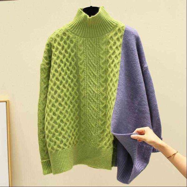 womens sweater contrast patchwork half turtleneck winter korean loose student knit sweaters pullovers ml209, White;black
womens sweater contrast patchwork half turtleneck winter korean loose student knit sweaters pullovers ml209, White;black
