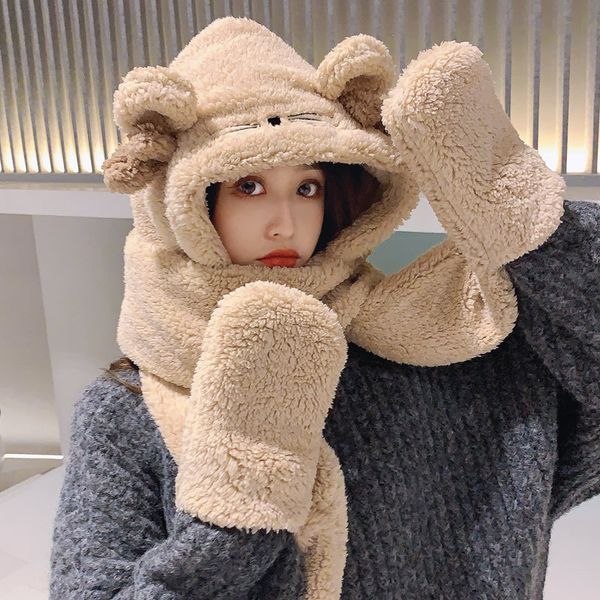 visors hat female autumn and winter cycling all-match plush warm hooded scarf gloves integrated cute ears cotton-padded cap, Blue;gray
visors hat female autumn and winter cycling all-match plush warm hooded scarf gloves integrated cute ears cotton-padded cap, Blue;gray