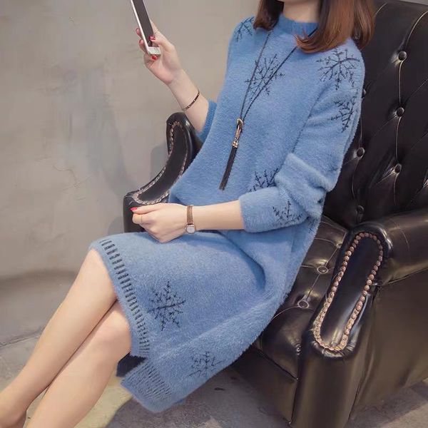 casual dresses imitation mink sweater dress 2021 autumn and winter women's knitting pullover loose thicken snowflake pattern knitwear f, Black;gray
casual dresses imitation mink sweater dress 2021 autumn and winter women's knitting pullover loose thicken snowflake pattern knitwear f, Black;gray