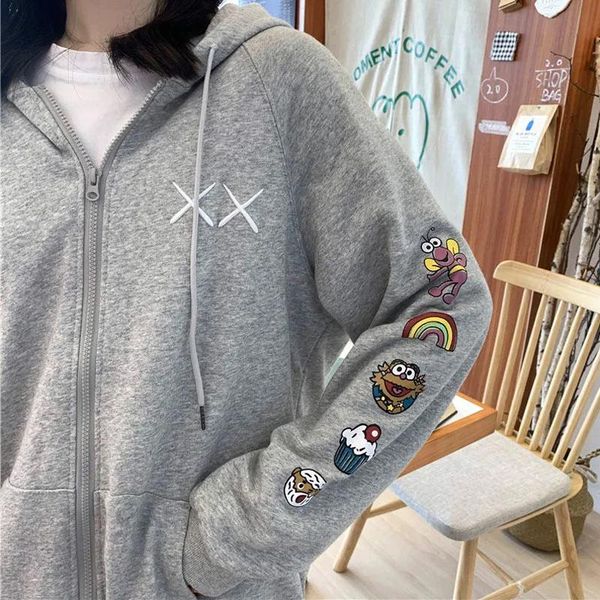 women's hoodies & sweatshirts 2021 autumn winter zipper casual cartoon printing loose sweatshirt oversize women clothing, Black
women's hoodies & sweatshirts 2021 autumn winter zipper casual cartoon printing loose sweatshirt oversize women clothing, Black