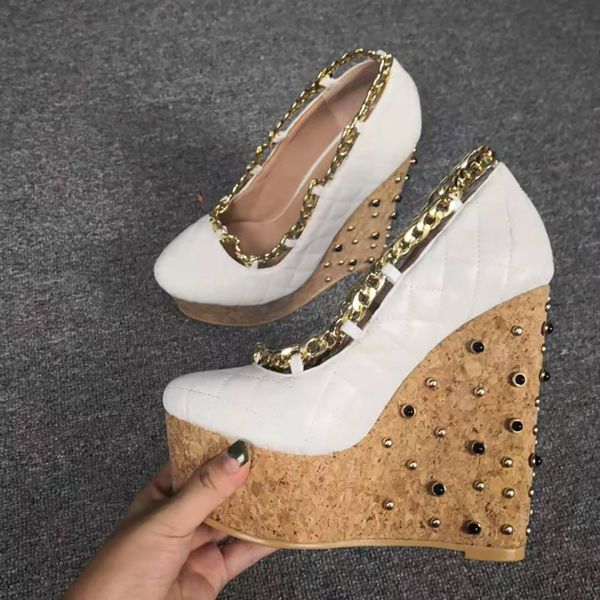 handmade 2022 classic style women wedges heels dress shoes chains platform evening party prom fashion white court pumps d739, Black
handmade 2022 classic style women wedges heels dress shoes chains platform evening party prom fashion white court pumps d739, Black