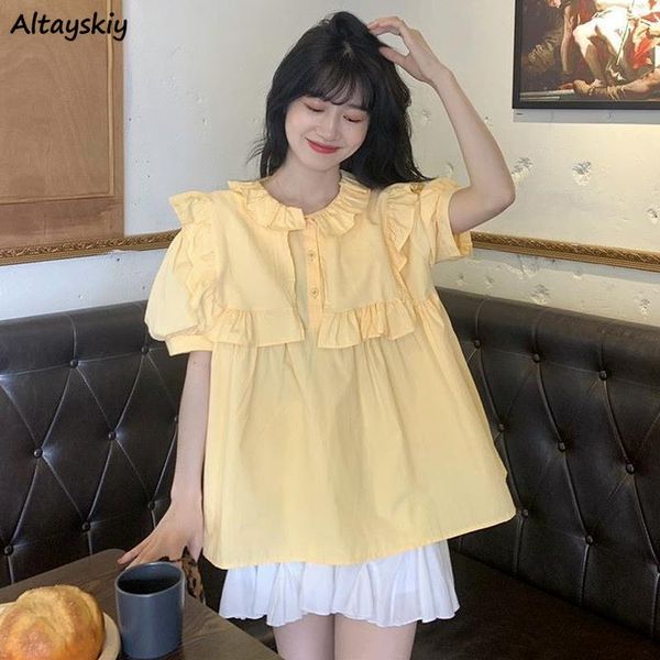 women's blouses & shirts women loose sweet preppy style students ruffles solid summer korean leisure puff sleeve outerwear female cozy, White
women's blouses & shirts women loose sweet preppy style students ruffles solid summer korean leisure puff sleeve outerwear female cozy, White