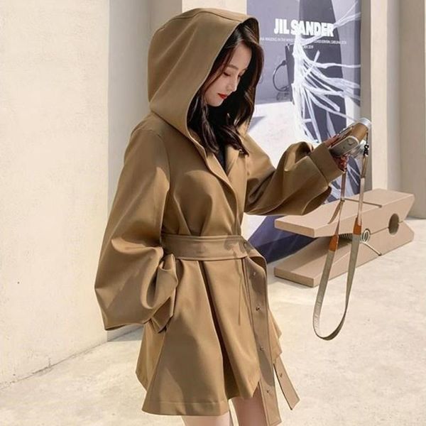 women's trench coats korean style loose oversized long coat hooded belted lady cloak windbreaker spring fall outerwear khaki black, Tan;black
women's trench coats korean style loose oversized long coat hooded belted lady cloak windbreaker spring fall outerwear khaki black, Tan;black