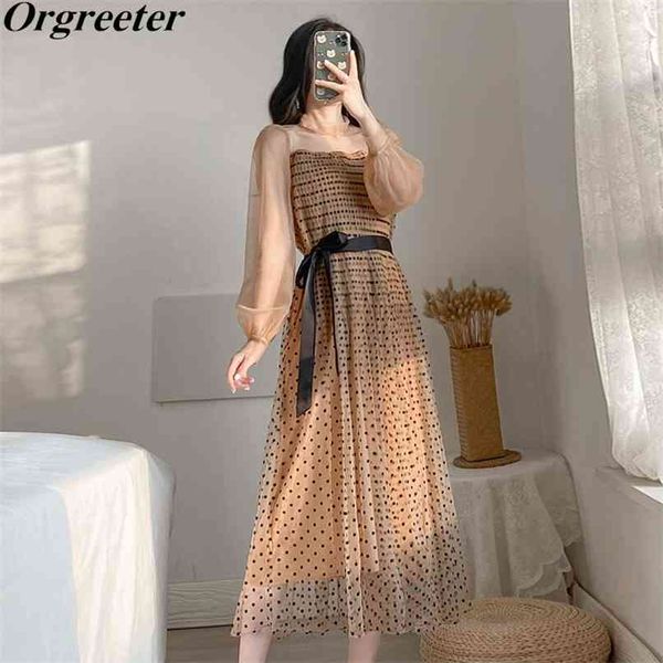 retro polka-dot sashes bow mesh long-sleeved dress women spring summer stand collar flocking dot loose a-line mid 210602, White
retro polka-dot sashes bow mesh long-sleeved dress women spring summer stand collar flocking dot loose a-line mid 210602, White
