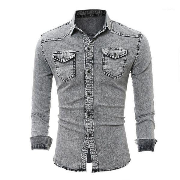men's casual shirts coldker man demin shirt long sleeve turn-down collar blouse for male spring autumn streetwear1, White;black
men's casual shirts coldker man demin shirt long sleeve turn-down collar blouse for male spring autumn streetwear1, White;black