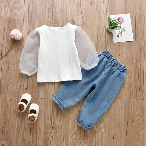 clothing sets girls casual two-piece clothes set, white round collar with yarn sleeves design and high waist jeans
clothing sets girls casual two-piece clothes set, white round collar with yarn sleeves design and high waist jeans