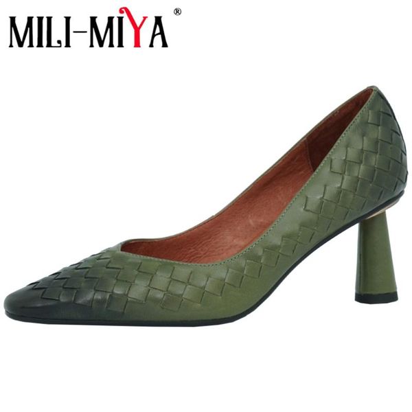 dress shoes mili-miya fashion weave cow leather women pointed toe pumps thick heels slip on office career street handmade for ladies, Black
dress shoes mili-miya fashion weave cow leather women pointed toe pumps thick heels slip on office career street handmade for ladies, Black