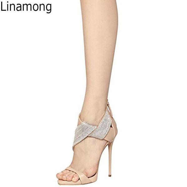 women crystal decor crossed strappy sandals ladies cut out stiletto high heels summer rhinestones back zip party sandals, Black
women crystal decor crossed strappy sandals ladies cut out stiletto high heels summer rhinestones back zip party sandals, Black