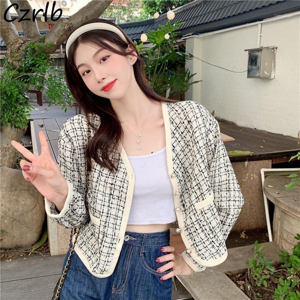 women's jackets basic women crop plaid elegant vintage tender loose all-match outwear korean style trendy clothing streetwear y2k casua, Black;brown
women's jackets basic women crop plaid elegant vintage tender loose all-match outwear korean style trendy clothing streetwear y2k casua, Black;brown