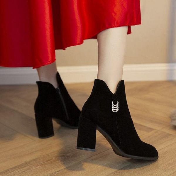 boots women wedding black red fashion flock shoes 2021 est for marry high heel short with zipper
boots women wedding black red fashion flock shoes 2021 est for marry high heel short with zipper
