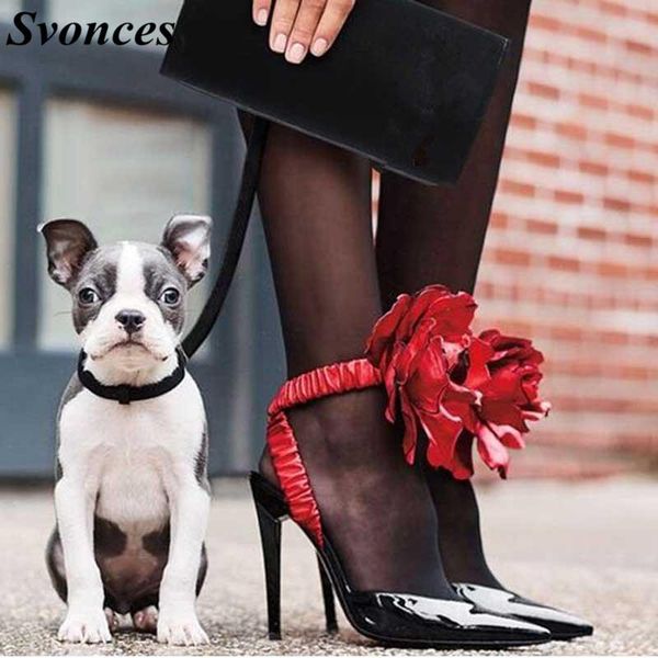 stylish black patent leather high-heeled shoes red rose flower pumps ankle strap pointed toe party heels women runway banquet
stylish black patent leather high-heeled shoes red rose flower pumps ankle strap pointed toe party heels women runway banquet