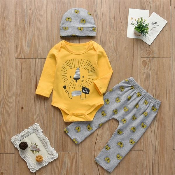 3 pcs newborn baby boys clothes set cotton lion print long sleeve romper casual pants and hat infant clothing outfits suit 210309, White
3 pcs newborn baby boys clothes set cotton lion print long sleeve romper casual pants and hat infant clothing outfits suit 210309, White