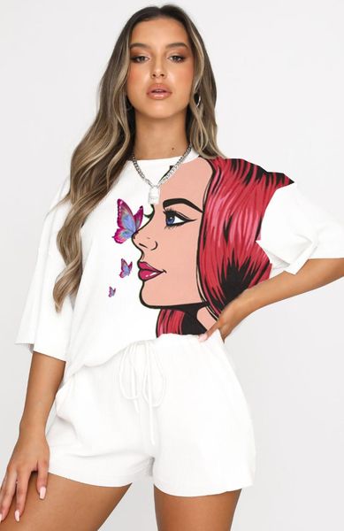 women's tracksuits 2021 leisure fashion street printed commuter style loose short sleeves two piece set, Gray
women's tracksuits 2021 leisure fashion street printed commuter style loose short sleeves two piece set, Gray