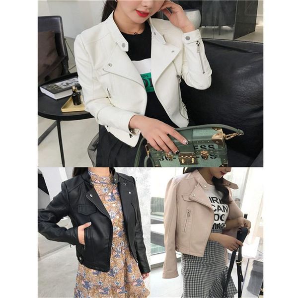 women's leather & faux women 2021 long sleeve turn-down collar all match temperament slim hort coat motorcycle clothing jacket a150, Black
women's leather & faux women 2021 long sleeve turn-down collar all match temperament slim hort coat motorcycle clothing jacket a150, Black