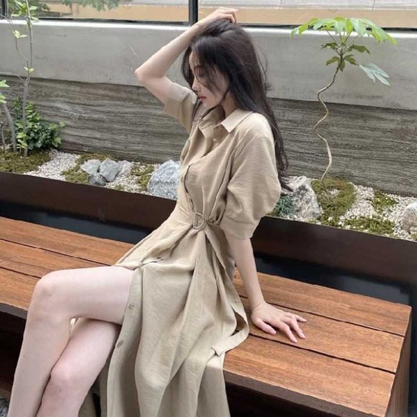 korean chic summer all-match casual retro short sleeve lapel single-breasted shirt dress women belt fashion slim waist ol 210610, Black;gray
korean chic summer all-match casual retro short sleeve lapel single-breasted shirt dress women belt fashion slim waist ol 210610, Black;gray