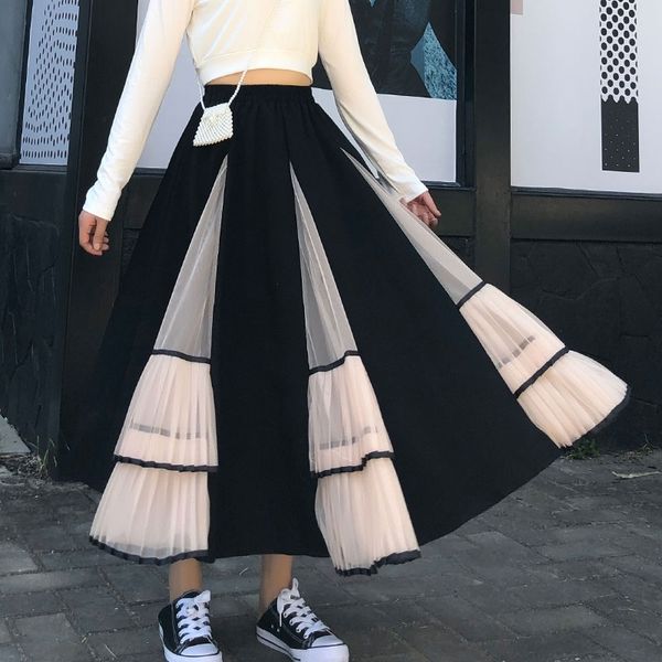 skirts autumn winter vintage gothic contrast stitch long tulle skirt women high waisted saia midi ruffle mesh pleated ladies rok u, Black
skirts autumn winter vintage gothic contrast stitch long tulle skirt women high waisted saia midi ruffle mesh pleated ladies rok u, Black