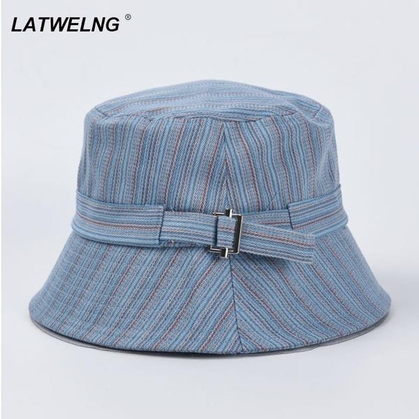 wide brim hats women striped denim bucket hat fashion metal buckle fisherman sun protection japanese leisure basin wholesale, Blue;gray
wide brim hats women striped denim bucket hat fashion metal buckle fisherman sun protection japanese leisure basin wholesale, Blue;gray