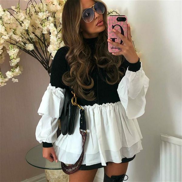 women's sweaters women turtleneck elegant long sleeve ruffle trim patchwork knit pullover sweater ladies knitwear spring autumn, White;black
women's sweaters women turtleneck elegant long sleeve ruffle trim patchwork knit pullover sweater ladies knitwear spring autumn, White;black