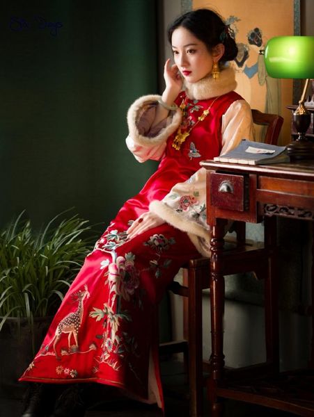 retro red chinese dress women vintage modern cheongsam young qipao thick long winter dress girl birthday party lady vestidos
retro red chinese dress women vintage modern cheongsam young qipao thick long winter dress girl birthday party lady vestidos