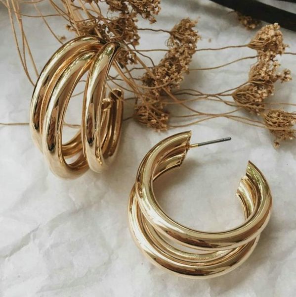 retro 34mm three triple hoop earrings for women vintage gold color brass chunky statement earrings fashion jewelry accessories, Golden;silver
retro 34mm three triple hoop earrings for women vintage gold color brass chunky statement earrings fashion jewelry accessories, Golden;silver