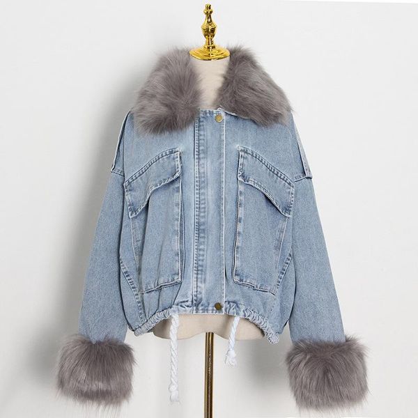 women's jackets selling 2021 fashion lapels detachable warm plush stitching denim jacket women, Black;brown
women's jackets selling 2021 fashion lapels detachable warm plush stitching denim jacket women, Black;brown