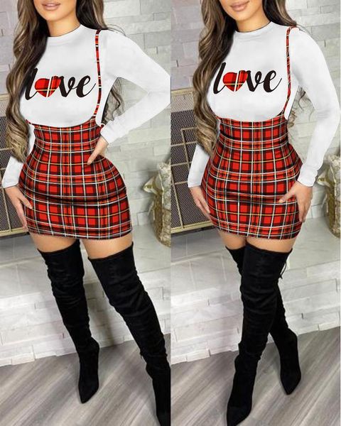 work dresses women 2 pcs letter print skinny blouse & classic plaid skirt set 2022 femme cut out back sets office lady clothing, White;black
work dresses women 2 pcs letter print skinny blouse & classic plaid skirt set 2022 femme cut out back sets office lady clothing, White;black