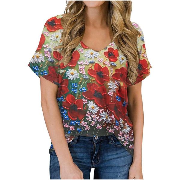 women's t-shirt ladies women floral 3d print t shirt plus size loose v-neck short sleeves casual tee summer streetwear oversized #t, White
women's t-shirt ladies women floral 3d print t shirt plus size loose v-neck short sleeves casual tee summer streetwear oversized #t, White