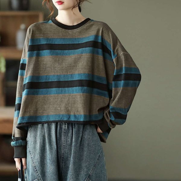 qi engraved drawing stripe contrast color edging sweater women's knitted cotton loose round neck long sleeve pullover top, Black
qi engraved drawing stripe contrast color edging sweater women's knitted cotton loose round neck long sleeve pullover top, Black